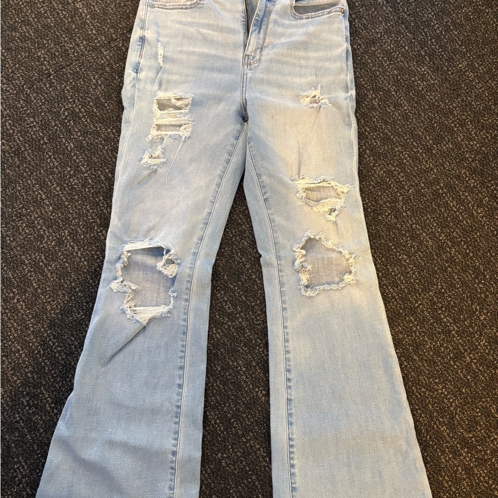 American Eagle Outfitters Light Wash Flare Wide Leg Jeans